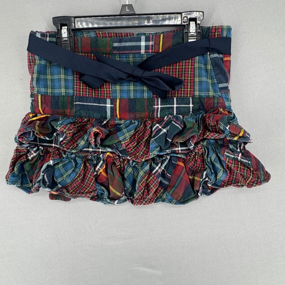 Polo Ralph Lauren Girls Patchwork Plaid Ruffle Skirt Multicolor Cotton Size 8